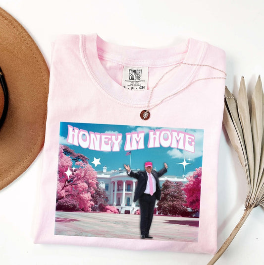 T-shirt et sweat à capuche « Honey Im Home Trump 2024 », couleurs patriotiques