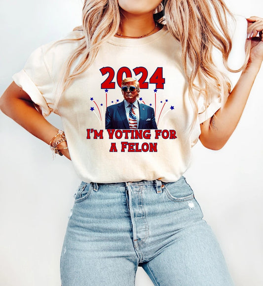 T-shirt « Trump, je vote pour un criminel », T-shirt « Trump président 2024 », T-shirt Trump, T-shirt et sweat à capuche « Trump ne se rend jamais »