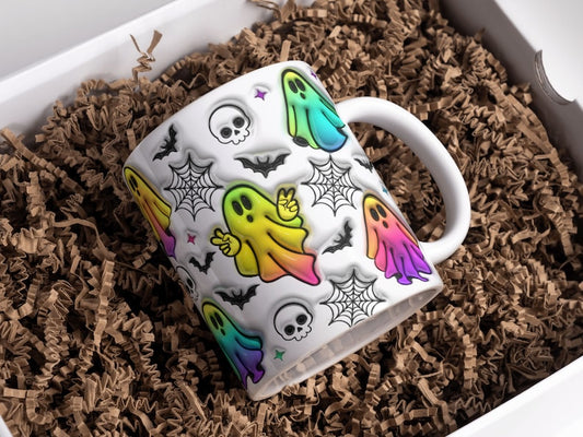 Mug gonflable d'Halloween avec fantômes colorés en 3D (0924)
