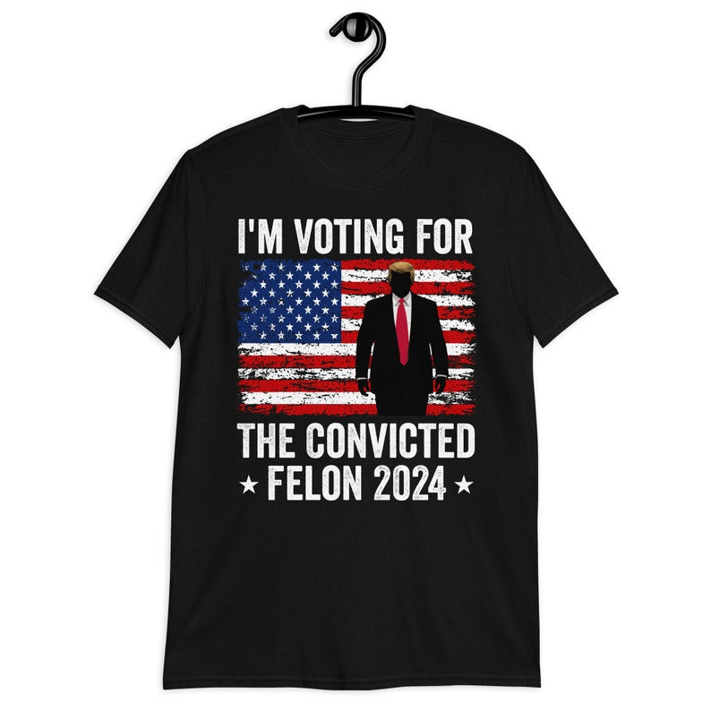 T-shirt « Je vote criminel condamné 2024 », T-shirt politique humoristique, T-shirt année électorale 2024, T-shirt et sweat à capuche à message humoristique
