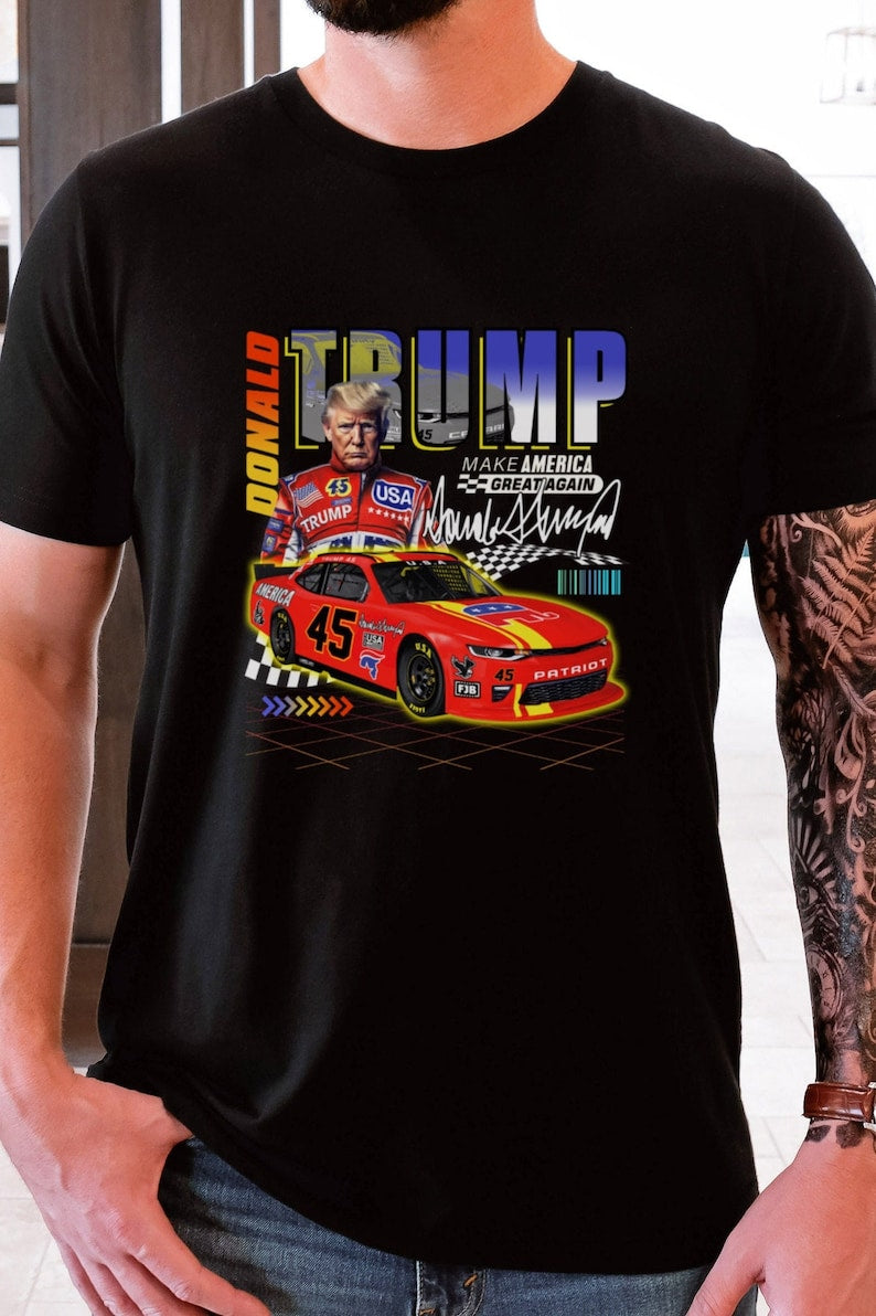 T-shirt et sweat à capuche « Make America Great Again Racing Trump Race car » 0924