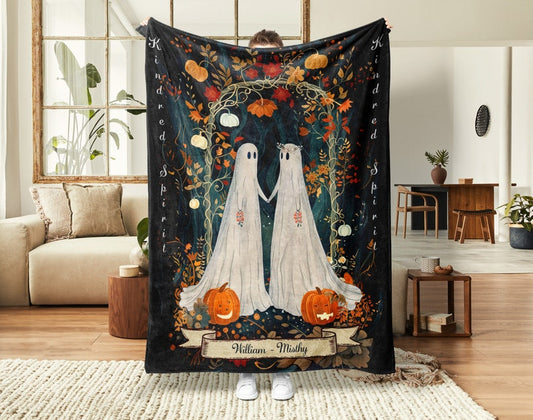 Couverture Halloween Fantômes pour Couples - Couverture Halloween Personnalisée 0924