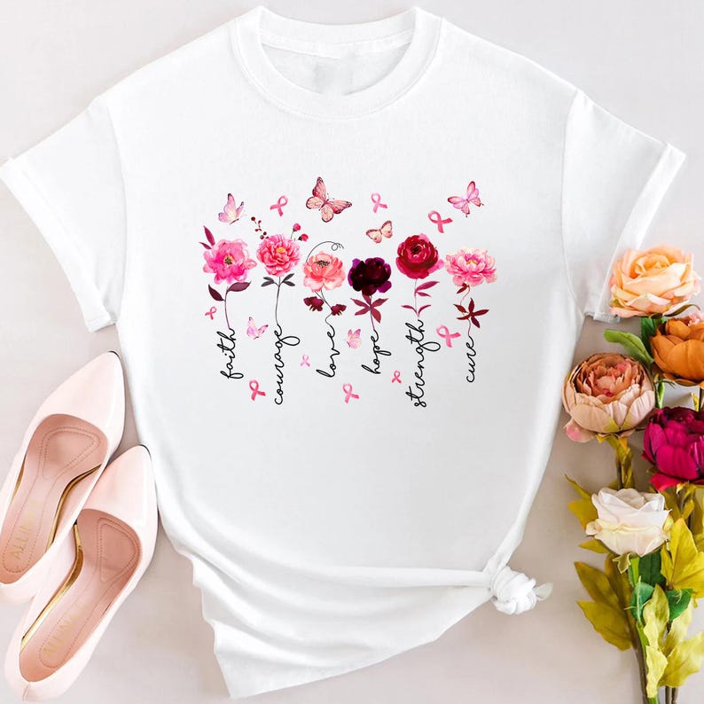 Floral Breast Cancer Breast Cancer Awareness T-shirt & Hoodie 0924