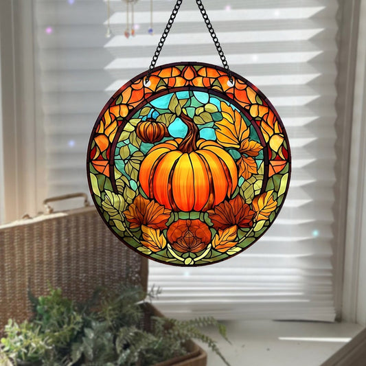 Fall Pumpkin Suncatcher, Fall Haloween Window Hanging Suncatcher Ornament Halloween Window Hanging Suncatcher Ornament 0924