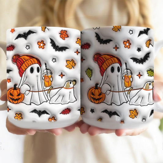 Mug d'Halloween Petthouse ?ute Ghost Dog Walking 0924