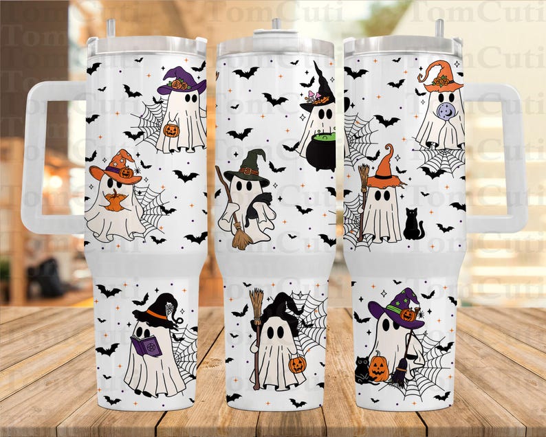 Gobelet d'Halloween avec motif citrouille fantôme et anse (réf. 0924)