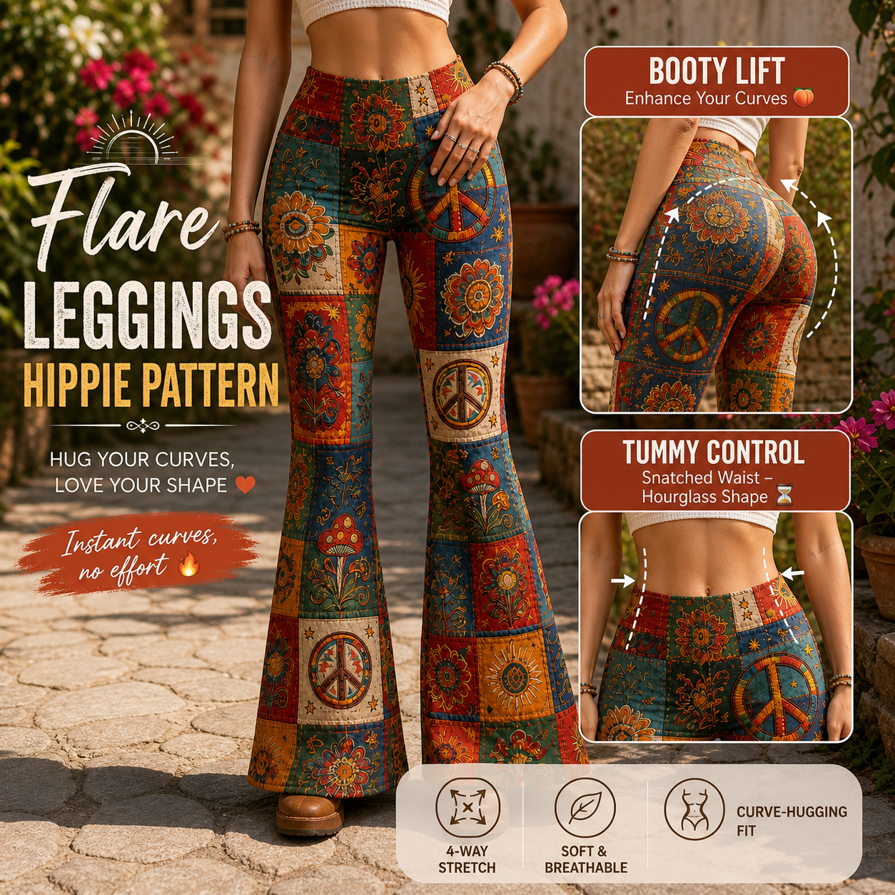 Hippie Soul - Leggings Évasés Personnalisés