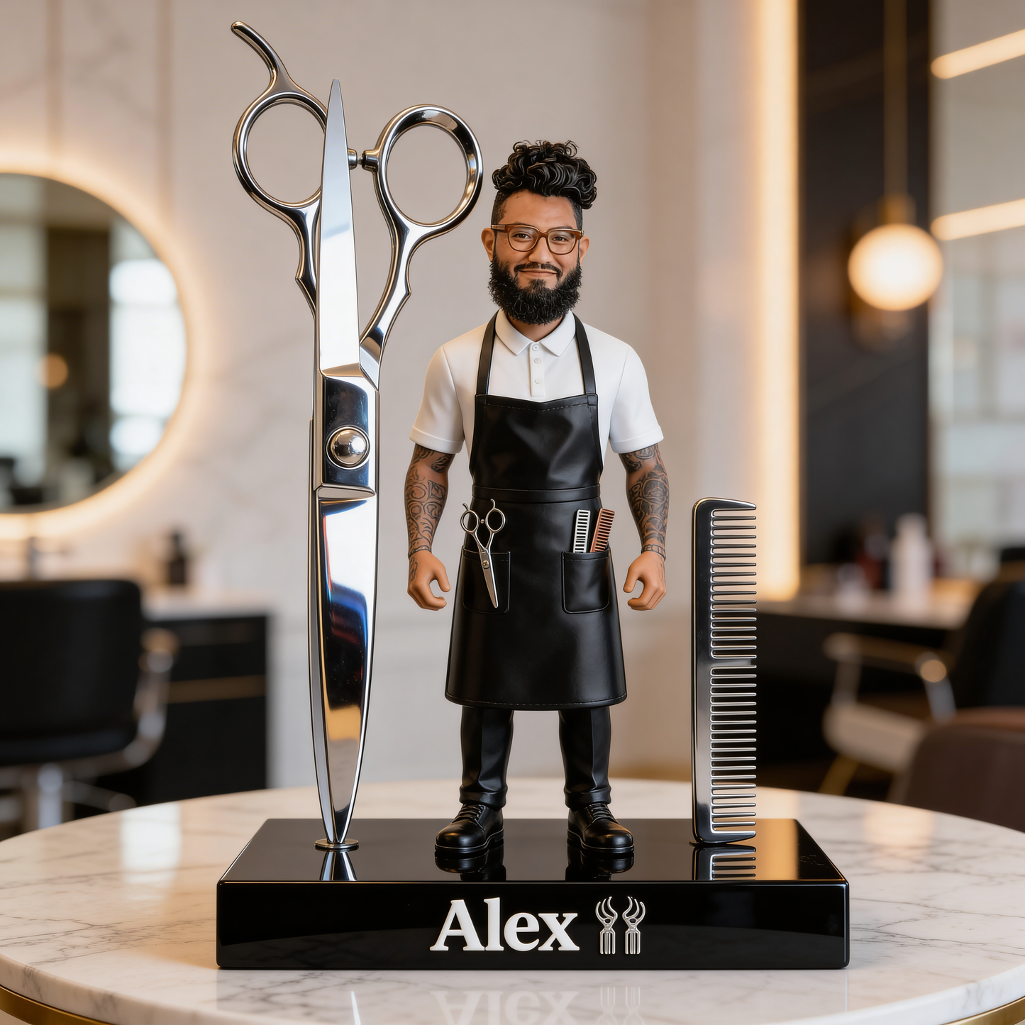 Cadeau Coiffeur, Cadeau Styliste - Plaque Acrylique Personnalisée en Forme Unique