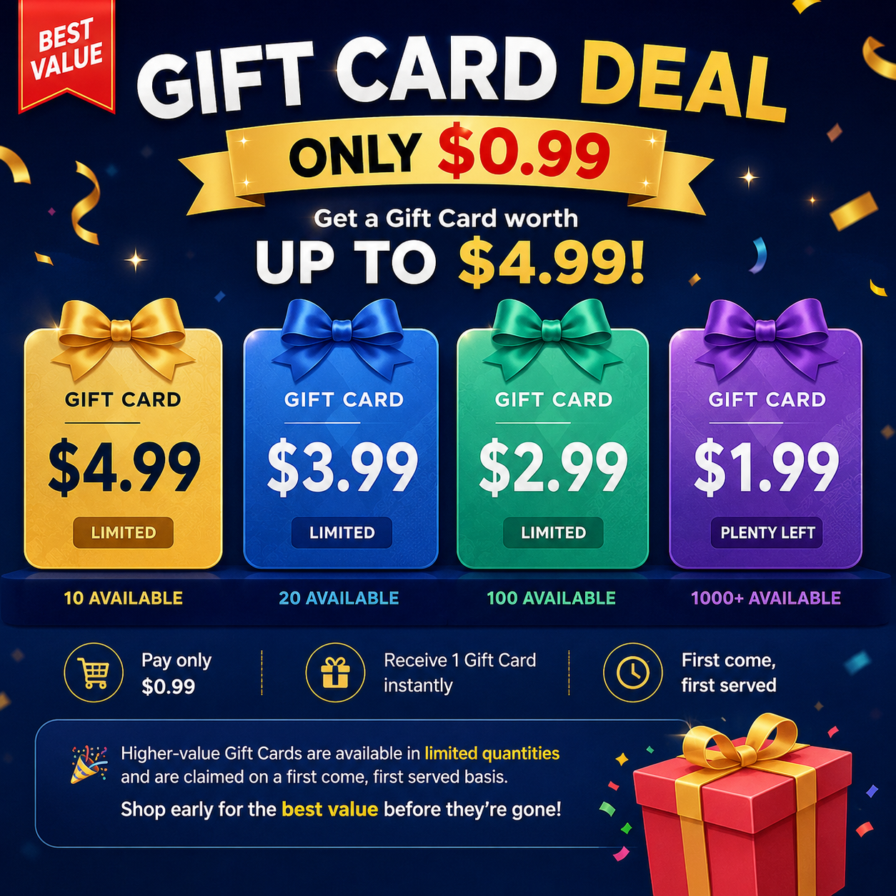 Gift Card Deal – Only $0.99