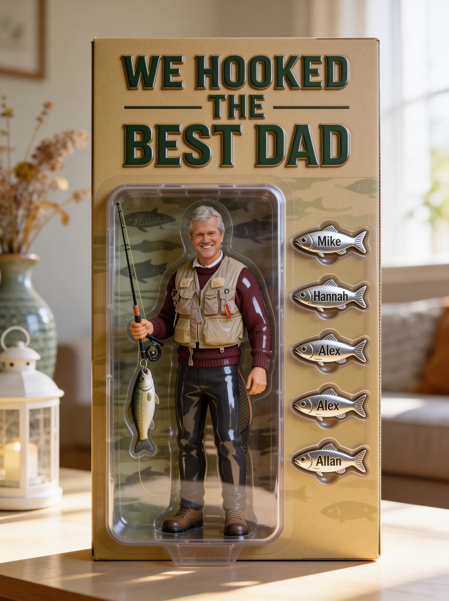 Cadeau Personnalisé pour Papa Pêcheur, Cadeau Amoureux de la Pêche - Plaque Acrylique Personnalisée