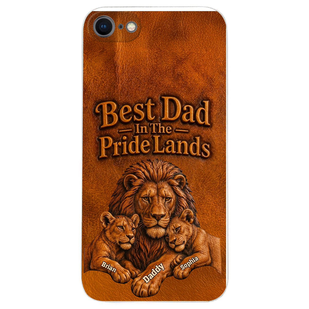 Papa Lion - Coque de téléphone en cuir personnalisée 3D