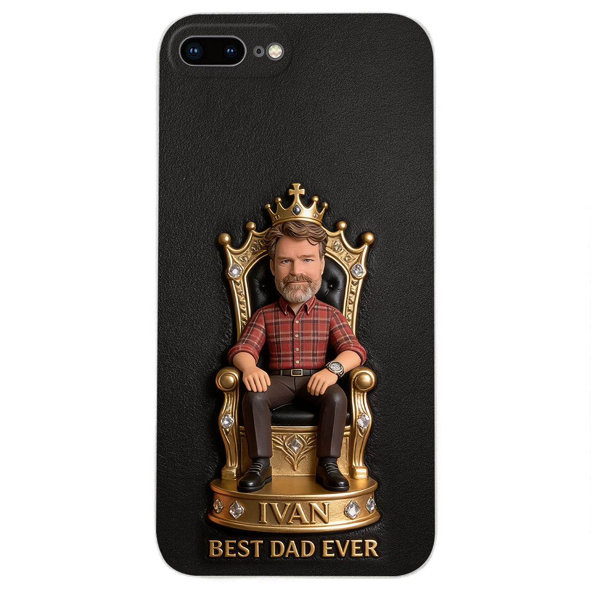 Le Roi Papa - Coque de téléphone en cuir personnalisée 3D