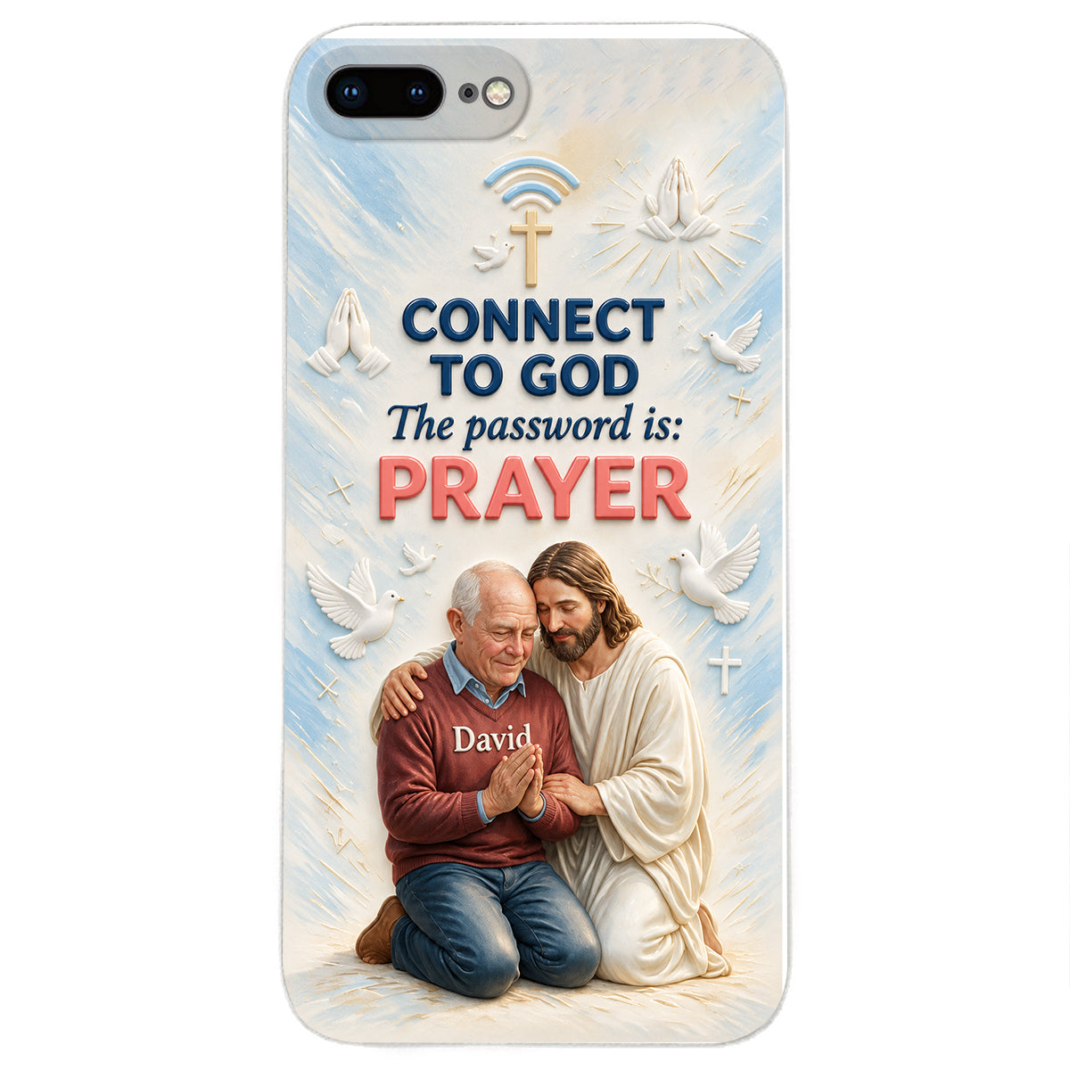 Connect To God - Personalized Christian 3D Embossed Leather Phone Case