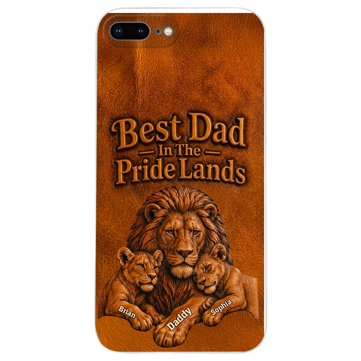 Papa Lion - Coque de téléphone en cuir personnalisée 3D