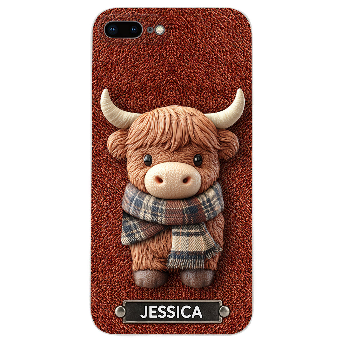 Adorable vache des Highlands - Étui de téléphone en cuir personnalisé avec une vache des Highlands