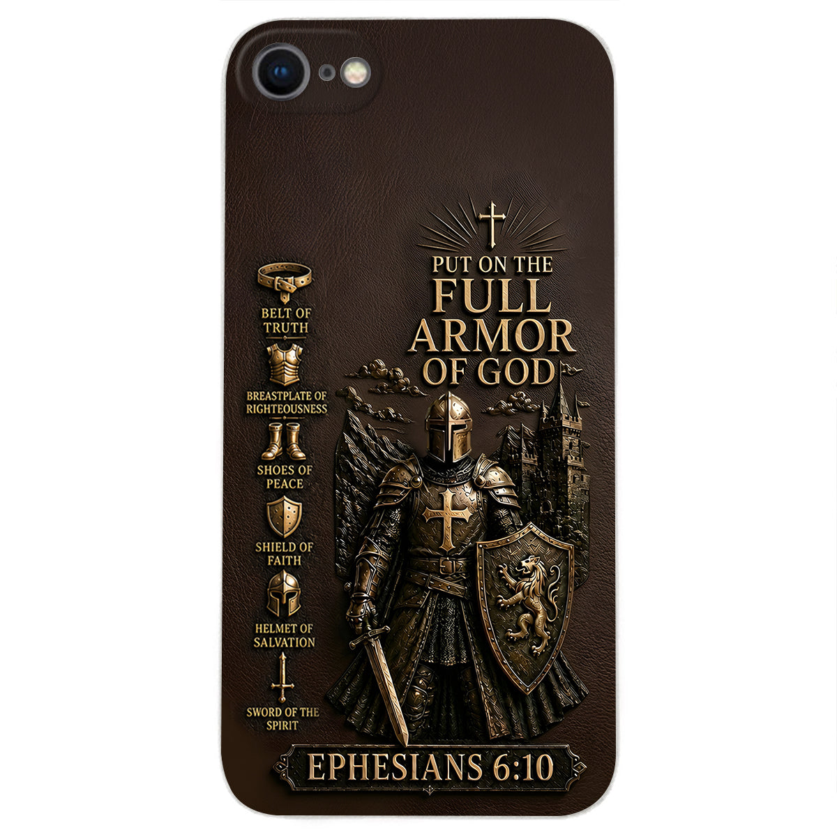 Mettez l'Amour Complet de Dieu, Cadeau pour Chrétiens - Coque de Téléphone en Cuir Personnalisée 3D Embossée