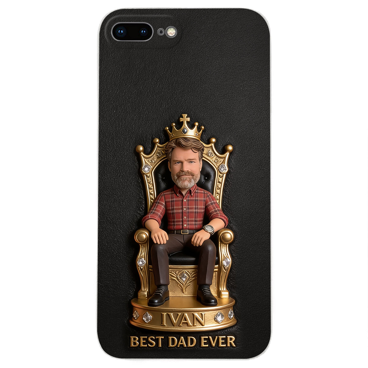 Le Roi Papa - Coque de téléphone en cuir personnalisée 3D