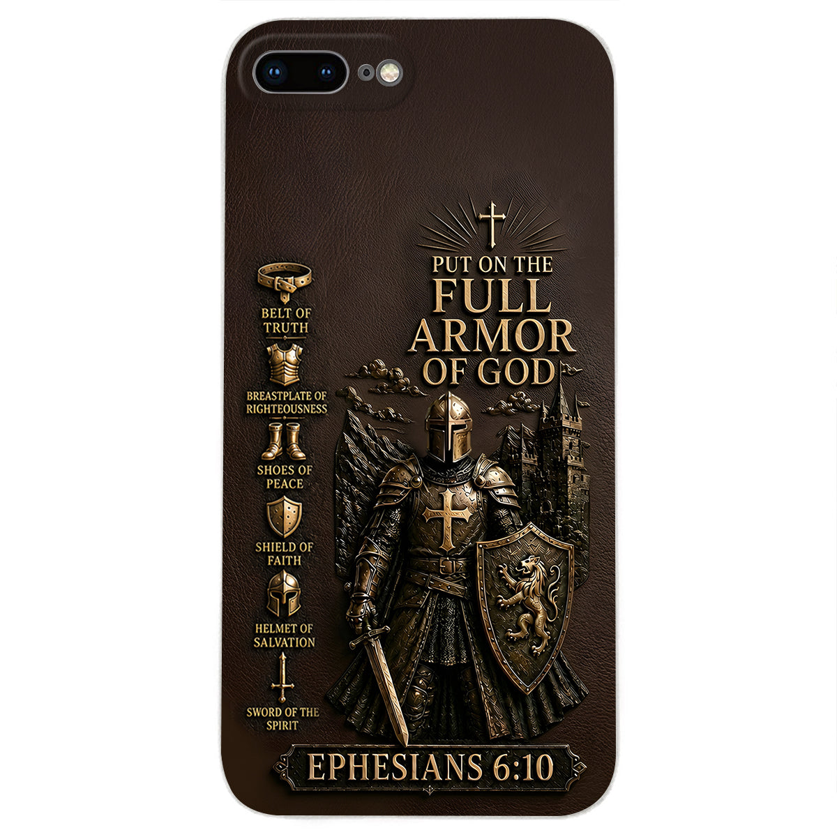 Mettez l'Amour Complet de Dieu, Cadeau pour Chrétiens - Coque de Téléphone en Cuir Personnalisée 3D Embossée
