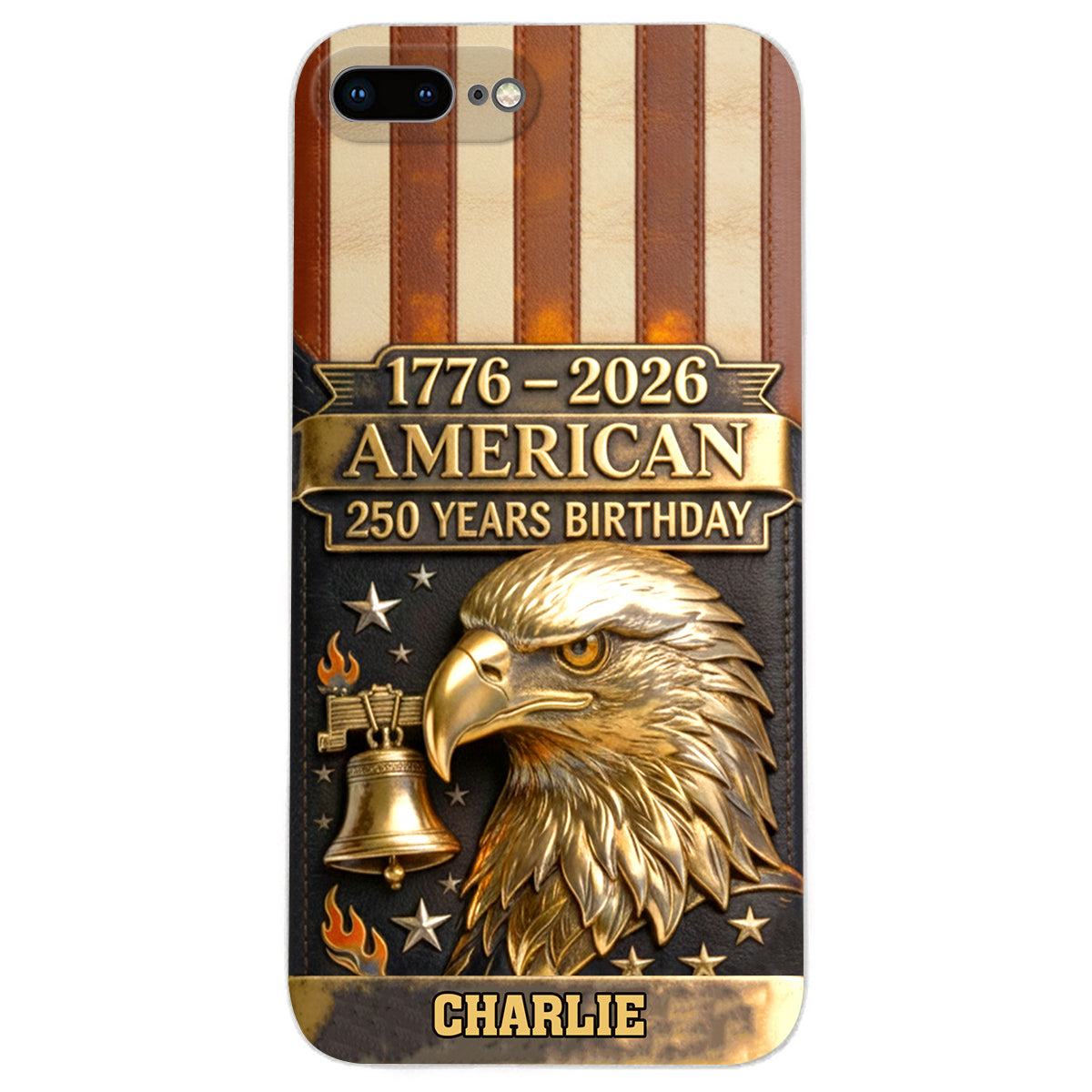 Étui de téléphone en cuir personnalisé avec aigle à tête blanche - 250e anniversaire