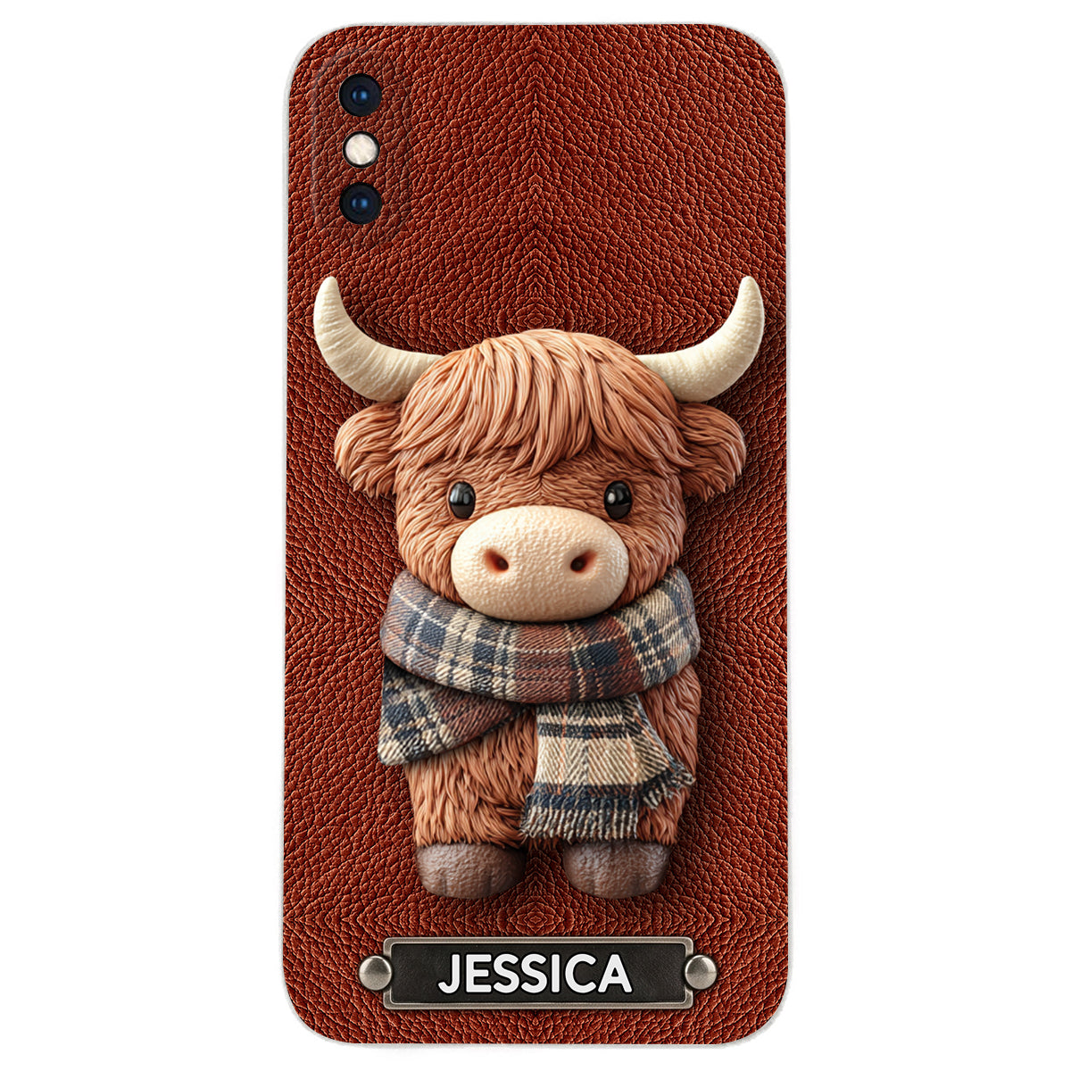 Adorable vache des Highlands - Étui de téléphone en cuir personnalisé avec une vache des Highlands