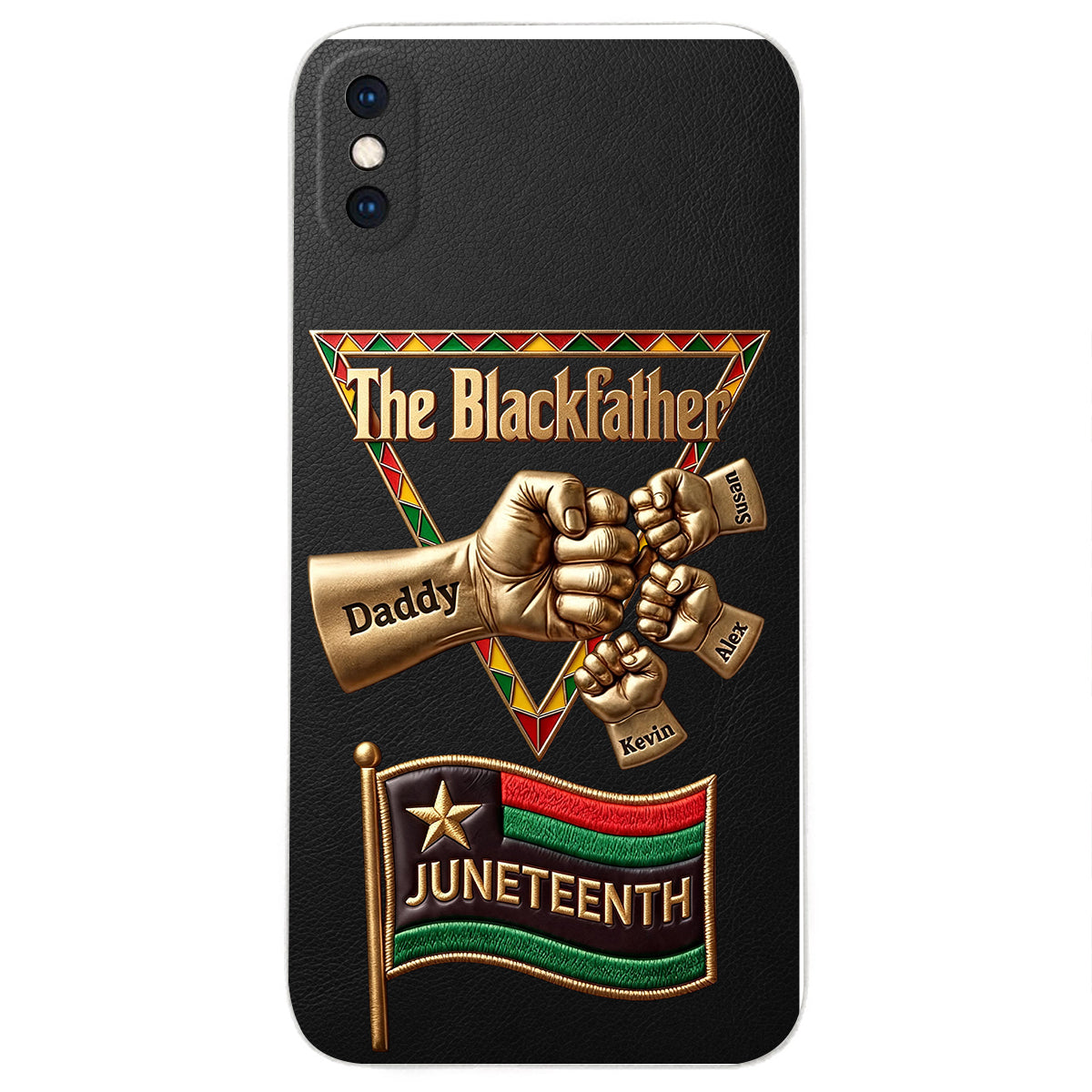 Le Blackfather - Coque de téléphone en cuir embossé 3D personnalisée