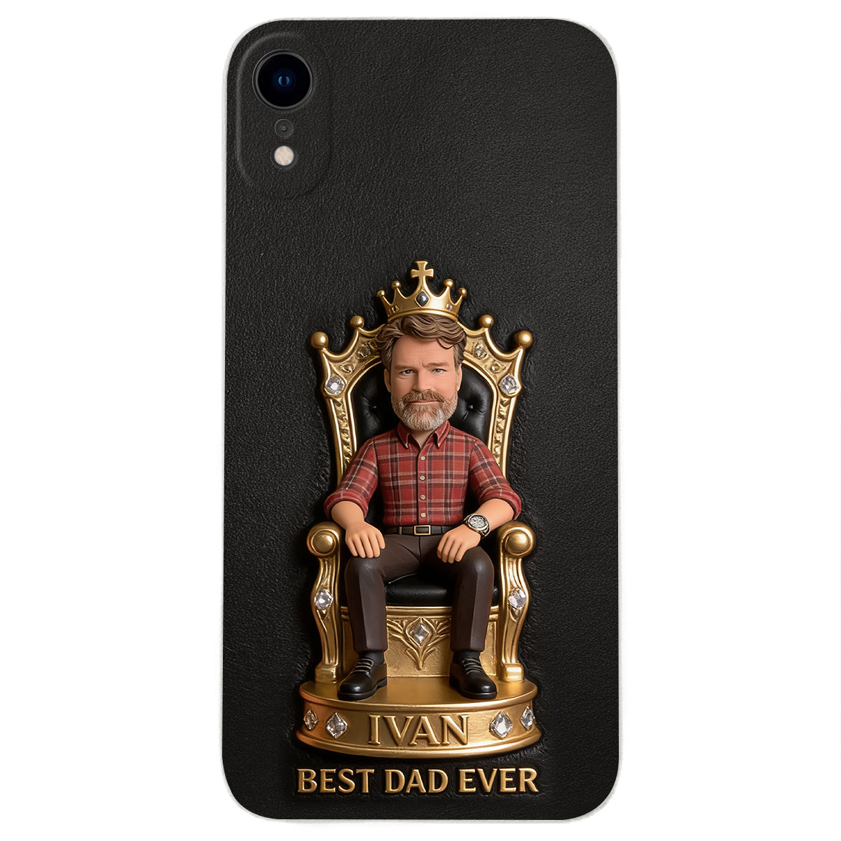 Le Roi Papa - Coque de téléphone en cuir personnalisée 3D