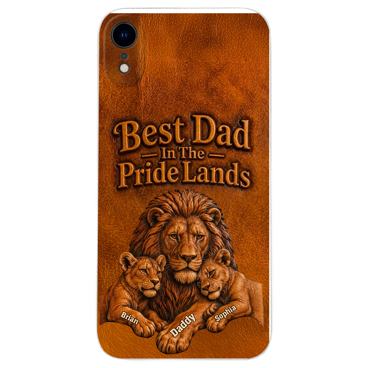 Papa Lion - Coque de téléphone en cuir personnalisée 3D