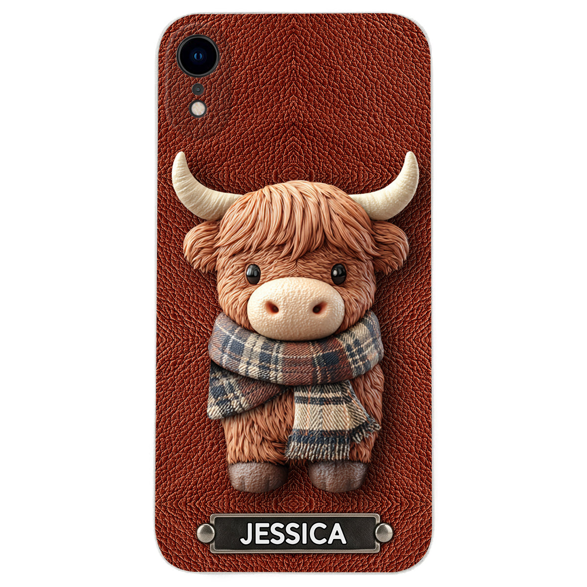 Adorable vache des Highlands - Étui de téléphone en cuir personnalisé avec une vache des Highlands