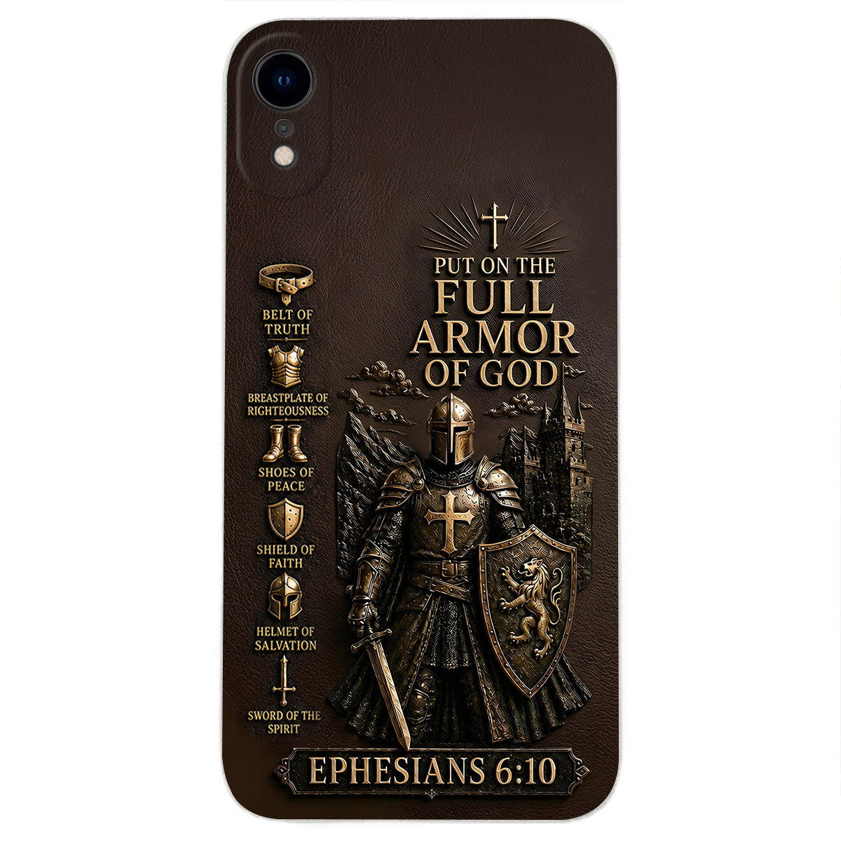 Mettez l'Amour Complet de Dieu, Cadeau pour Chrétiens - Coque de Téléphone en Cuir Personnalisée 3D Embossée
