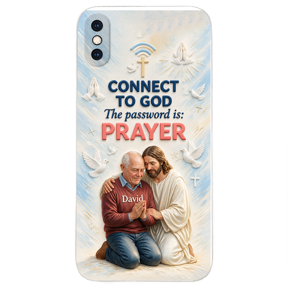 Connect To God - Personalized Christian 3D Embossed Leather Phone Case