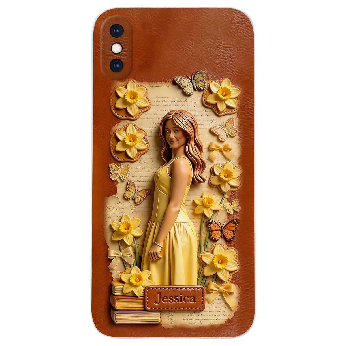 Custom Any Photo Unique Birth Flower - Personalized Self Love Leather Phone Case