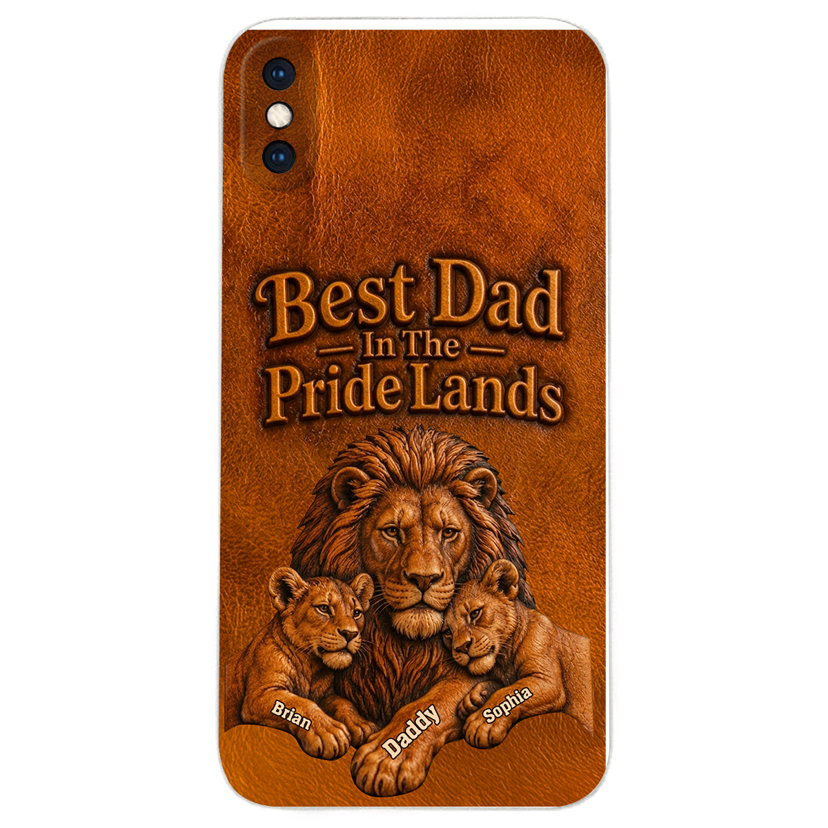Papa Lion - Coque de téléphone en cuir personnalisée 3D