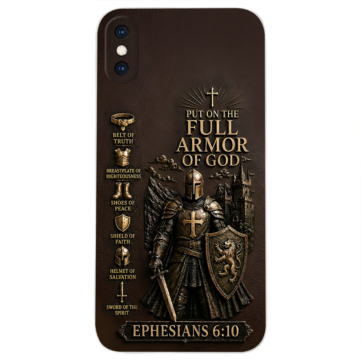 Mettez l'Amour Complet de Dieu, Cadeau pour Chrétiens - Coque de Téléphone en Cuir Personnalisée 3D Embossée