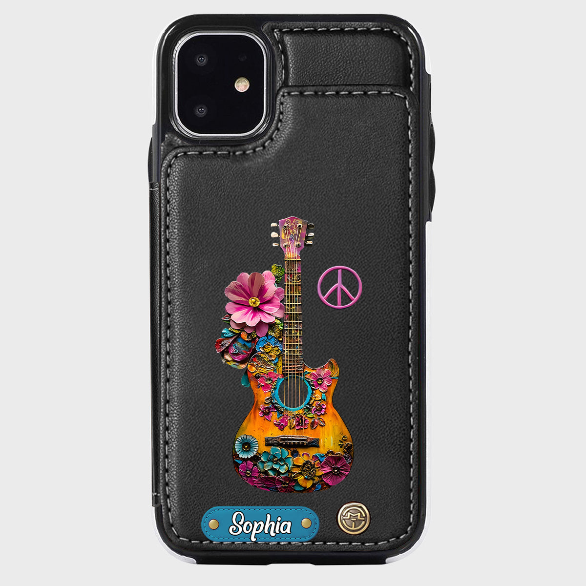 Hippie Soul - Étui portefeuille personnalisé pour téléphone style hippie