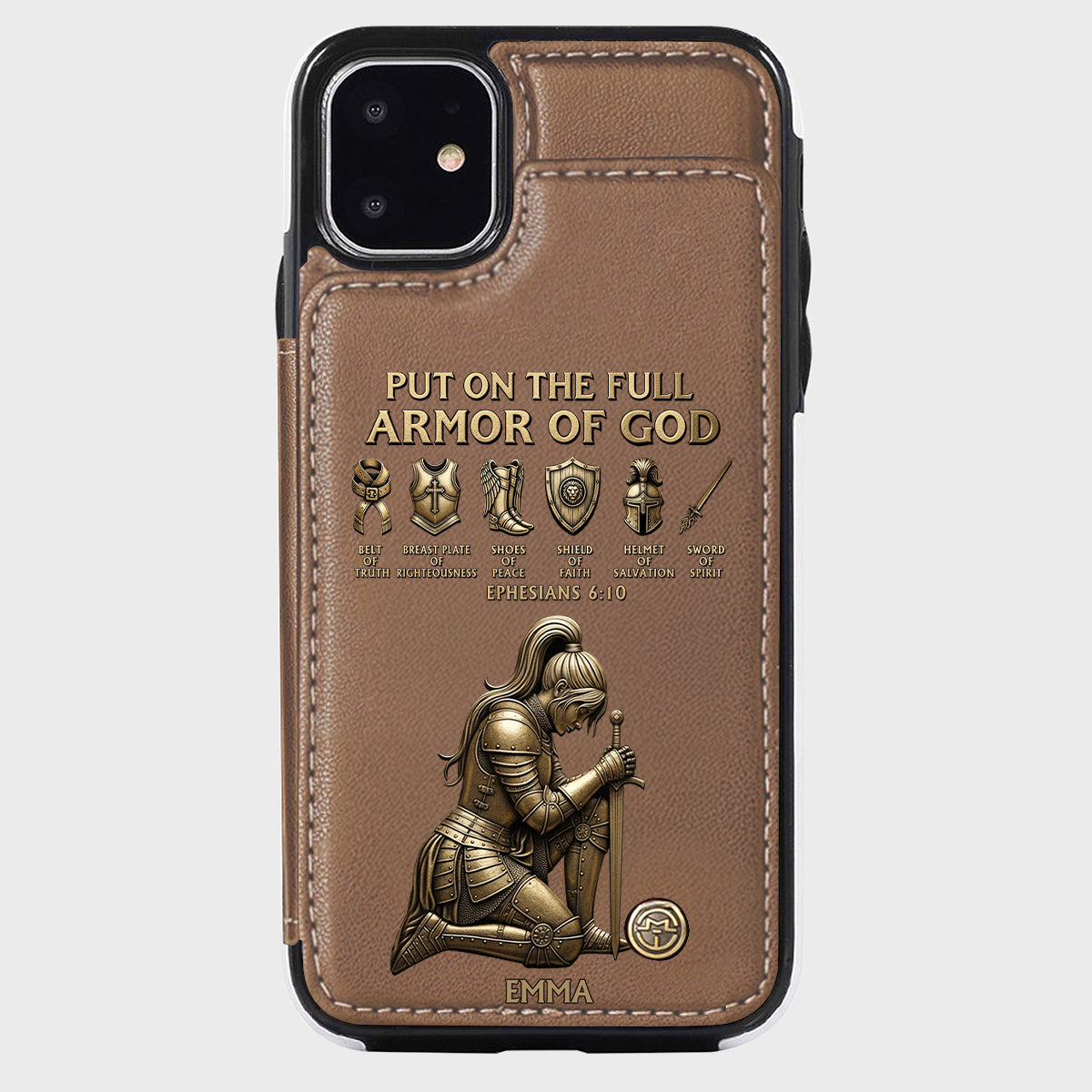 Revêtez l'armure complète de Dieu - Étui portefeuille chrétien personnalisé pour téléphone