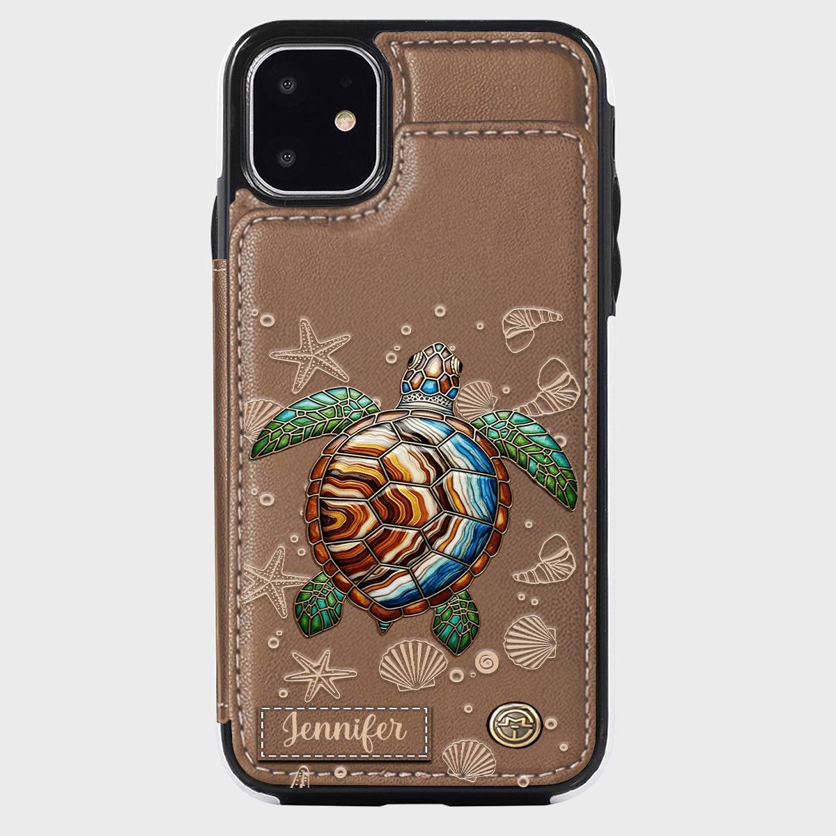 Étui portefeuille personnalisé Tortue et Mer - Étui de téléphone à motif tortue