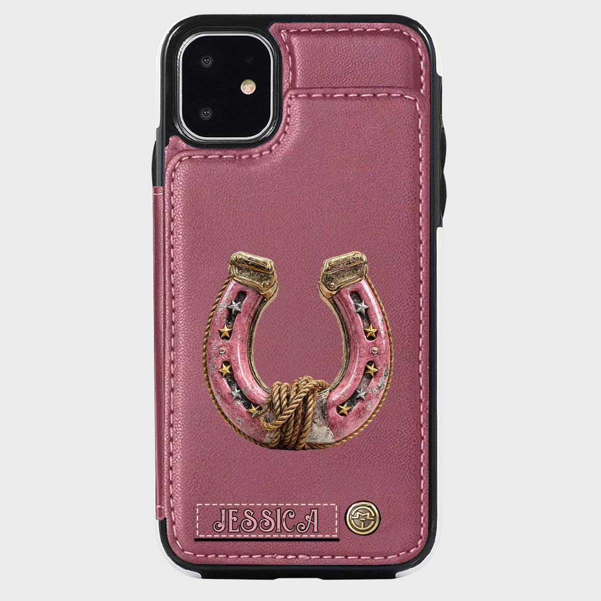 Étui portefeuille personnalisé Horseshoe pour téléphone - Motif cheval