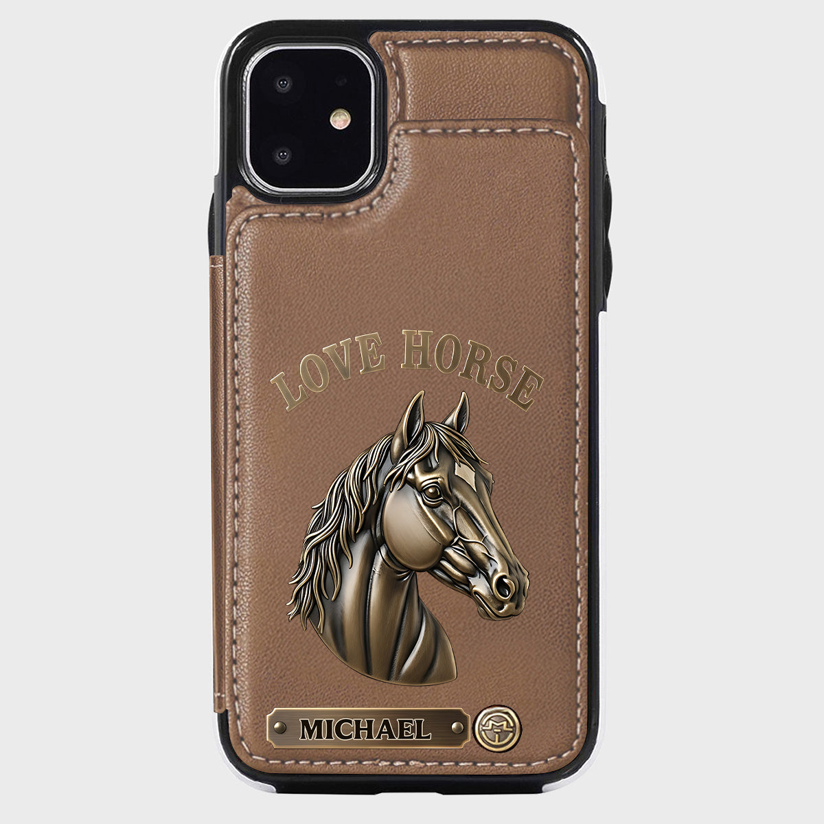 Étui portefeuille personnalisé pour téléphone Love Horse