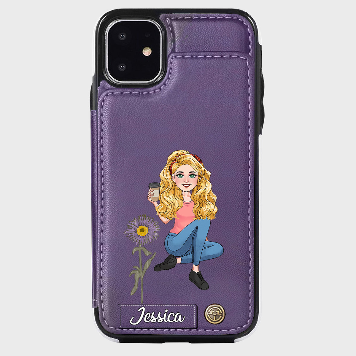 Cadeau pour le mois d'anniversaire d'une amie - Étui portefeuille personnalisé pour téléphone