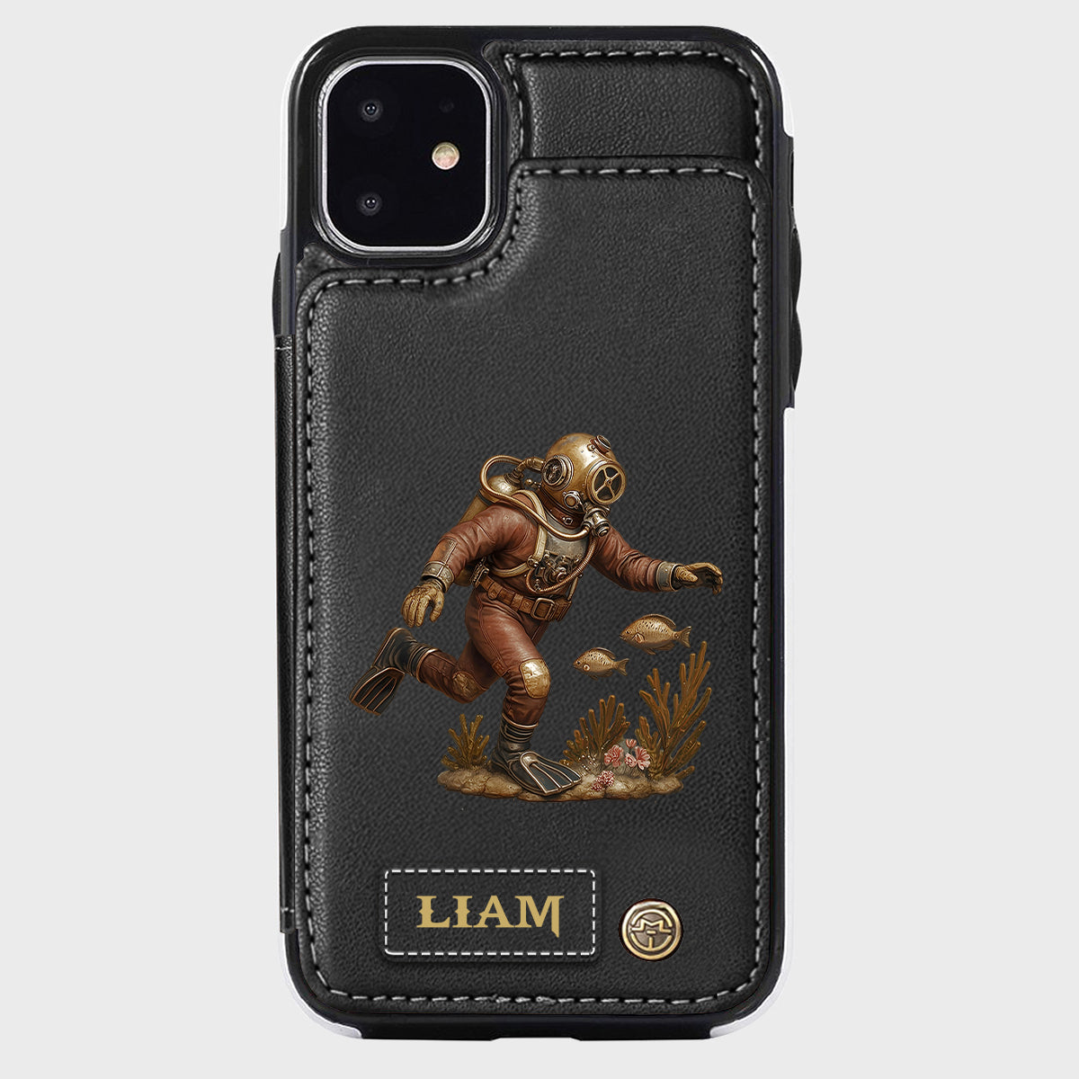 Cadeau pour les passionnés de plongée sous-marine - Étui portefeuille/téléphone personnalisé sur le thème de la plongée