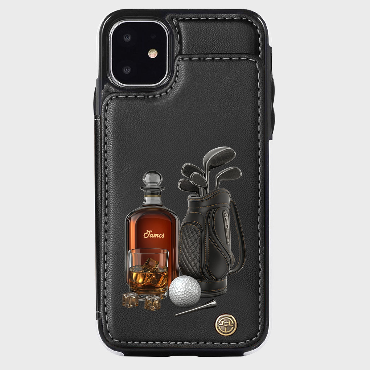 Whiskey & Golf - Étui portefeuille de téléphone personnalisé sur le thème du golf