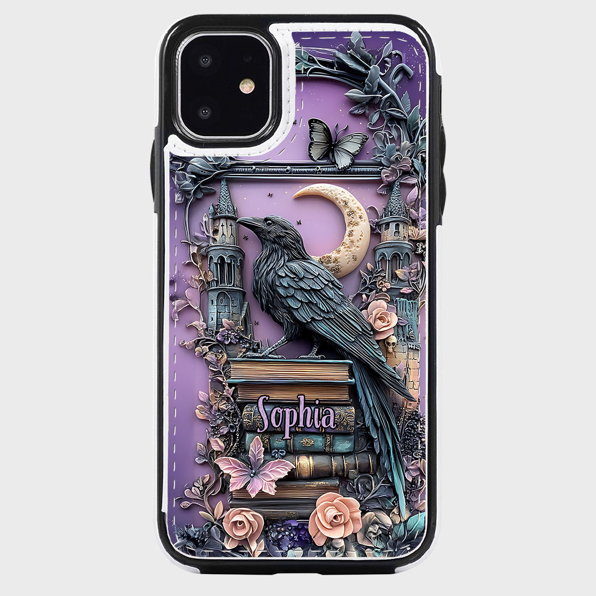 Étui portefeuille pliable personnalisé Dark Academia Book Reader - Étui de téléphone avec livre intégré