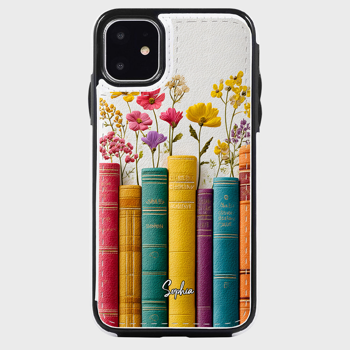 Livre de fleurs vintage - Étui portefeuille pliable personnalisé pour téléphone