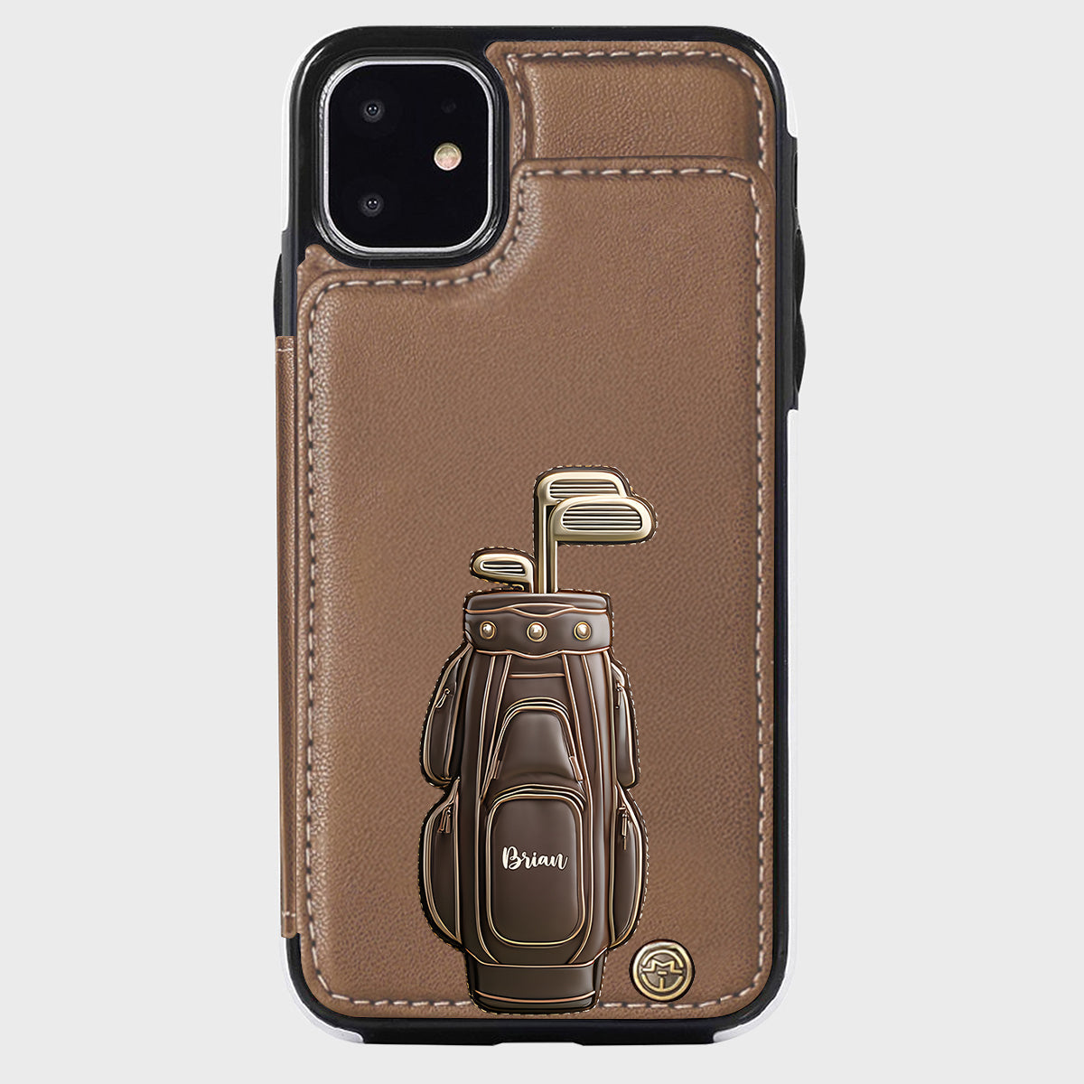 Cadeau de luxe pour golfeur - Étui portefeuille/téléphone personnalisé avec nom - Nom personnalisé