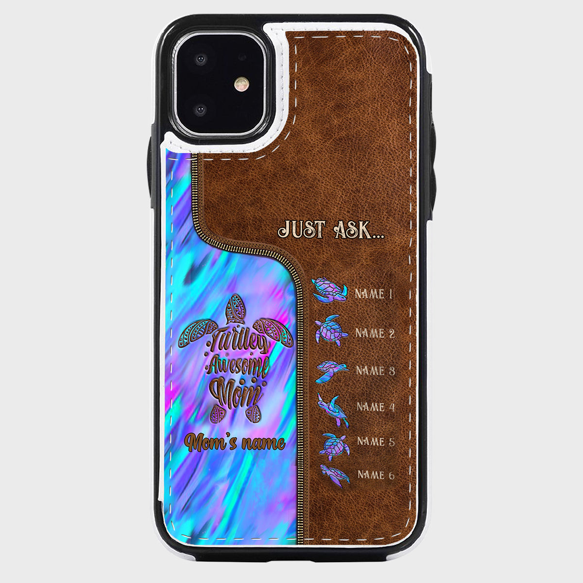 Étui portefeuille pliable personnalisé « Main dans la main » pour téléphone, motif maman