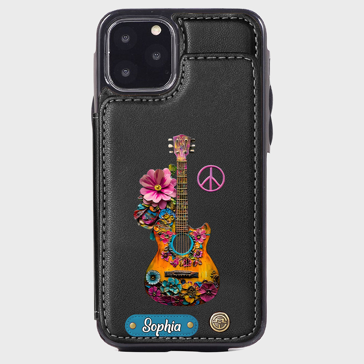 Hippie Soul - Étui portefeuille personnalisé pour téléphone style hippie