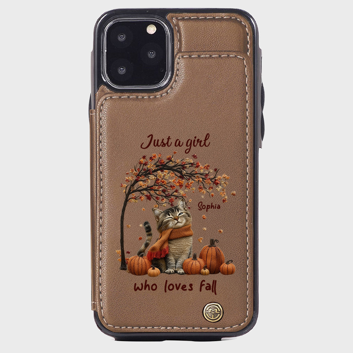Just a Girl Who Loves Fall - Personalized Cat Wallet Phone Case