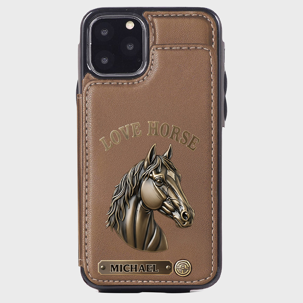 Étui portefeuille personnalisé pour téléphone Love Horse