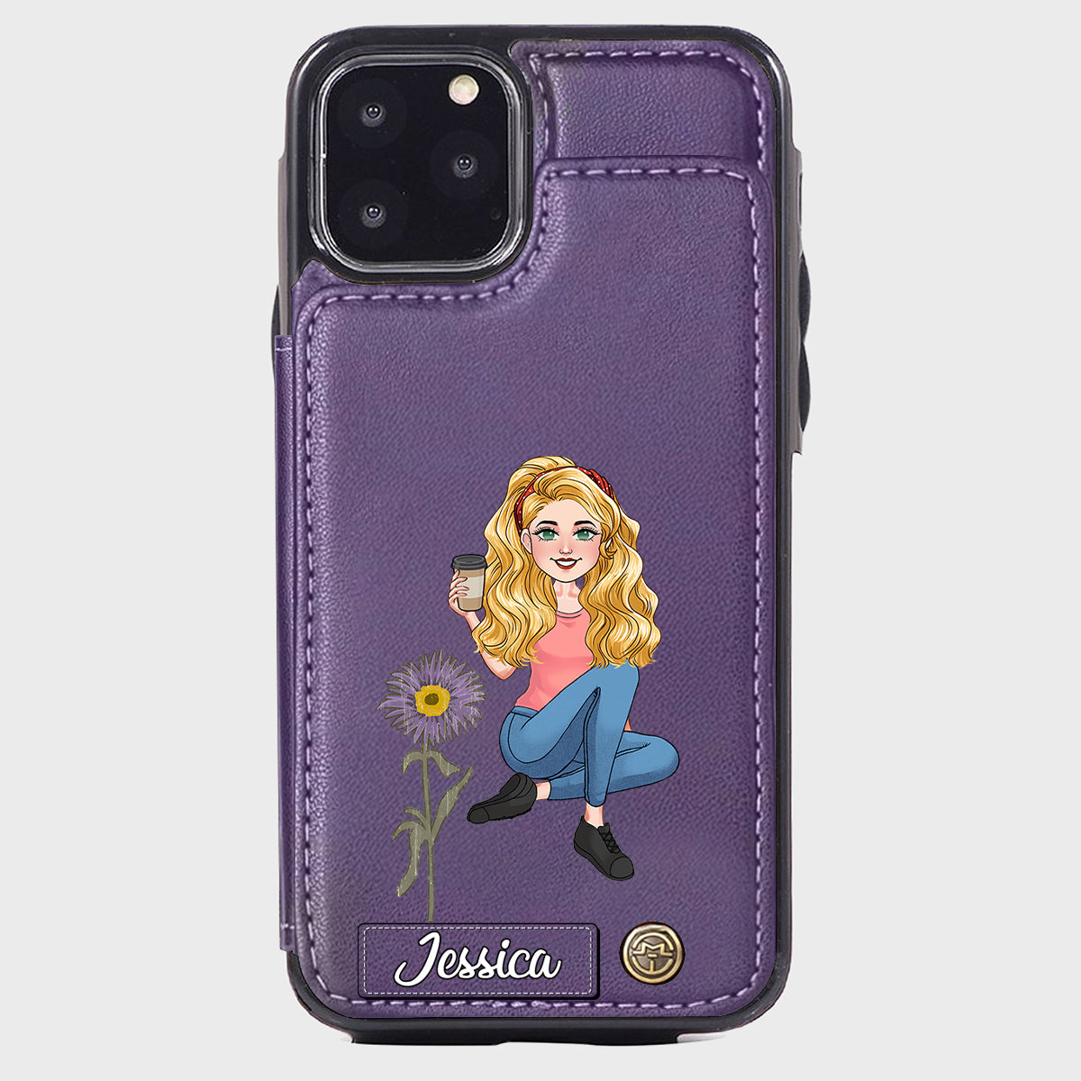 Cadeau pour le mois d'anniversaire d'une amie - Étui portefeuille personnalisé pour téléphone