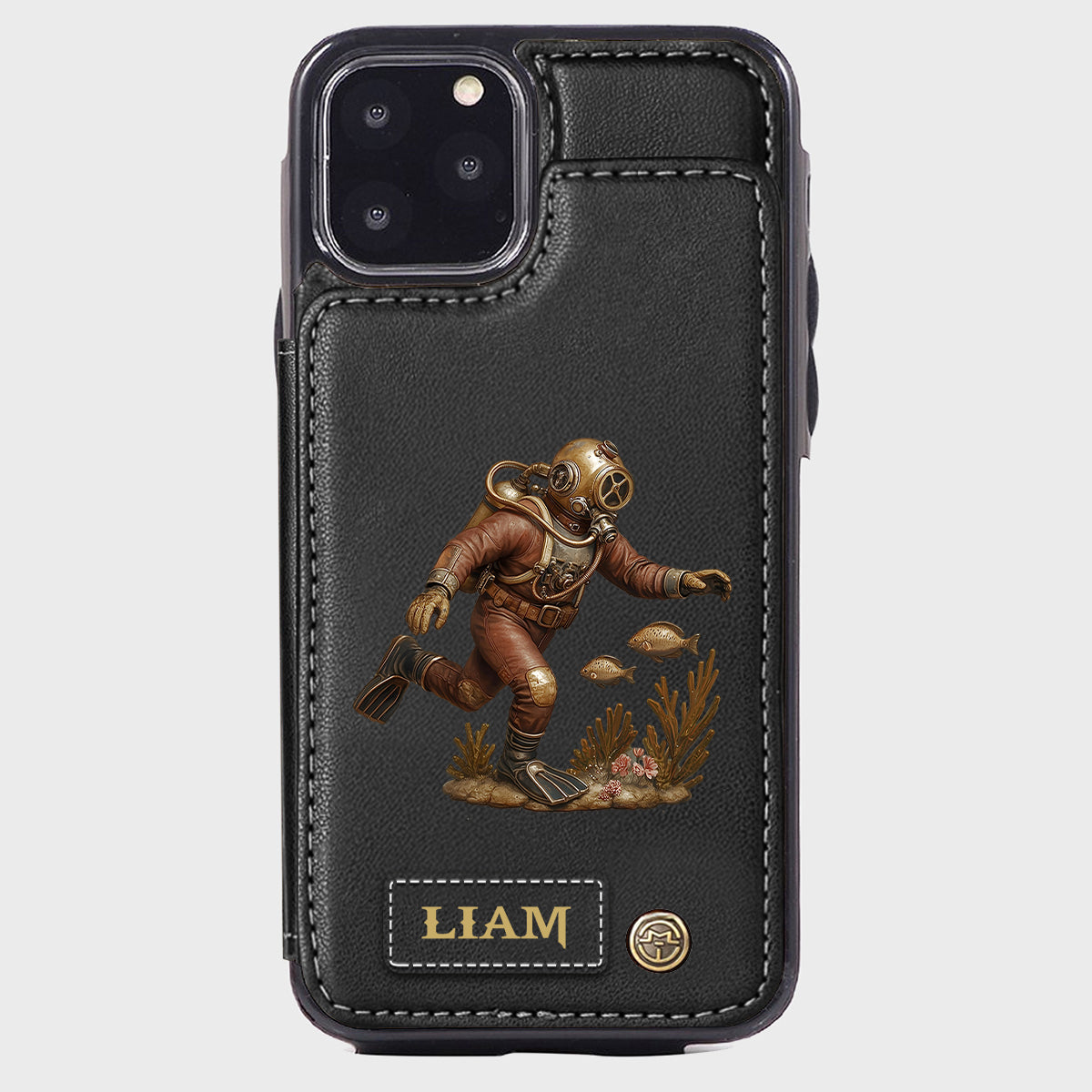 Cadeau pour les passionnés de plongée sous-marine - Étui portefeuille/téléphone personnalisé sur le thème de la plongée